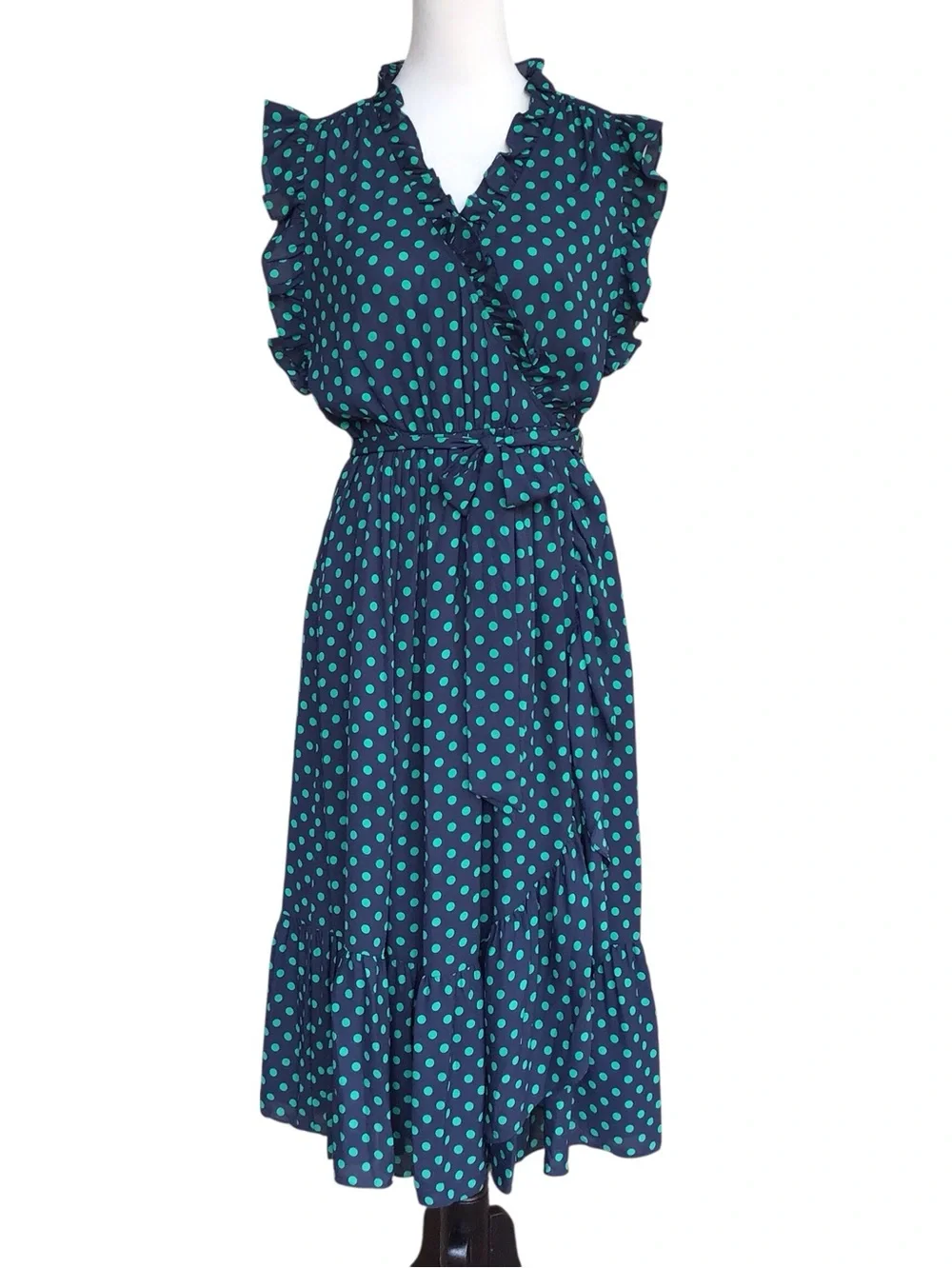 Kate Spade Dot Dot Dot Ruffle Wrap Dress NEW